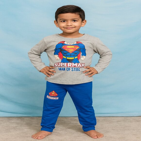 Superman Man of Steel Kids Pajama Set | DC Comics Nightwear NWT - Picture 1 of 4